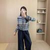 Merino Wool Color-Block Cardigan Sweater for Women - Spring/Autumn Temperament Top