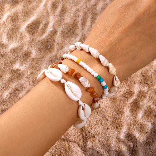 European American Fashion Bohemian Layered Beaded Bracelets Elastic Ethnic Bracelets for Women Female Bangle Bracelet