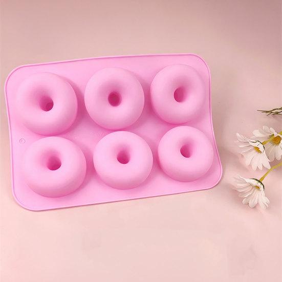 Silicone Donut Mold for DIY Cake Chocolate 6-Cavity Food-Grade Non-Stick Baking Tray Easy-Release Heat-Resistant Bakeware for Mousse Jelly Soap