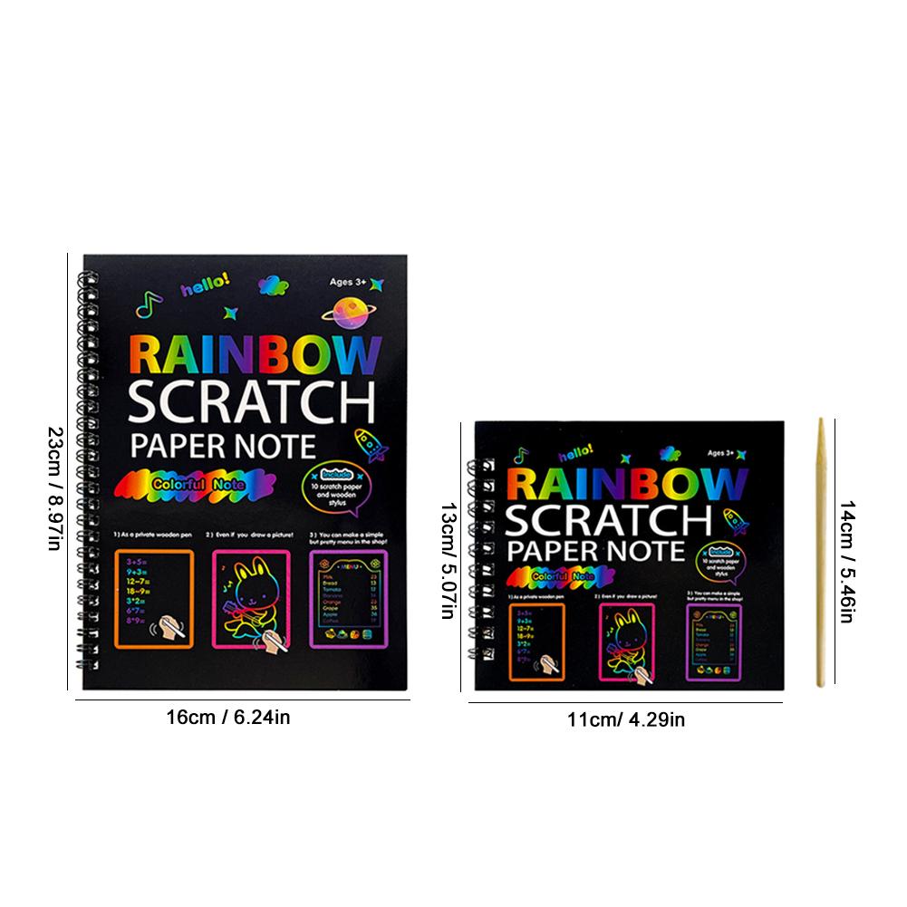 DIY Rainbow Scratch Paper Note Children's Art Book Black Neon Color Drawing Card - Creative Kids' Art Activity Book