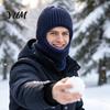 Men Knit Hat Hooded Scarf Hat, Warm Balaclava Hood for Winter Cold Solid Color Weather, Windproof Neck Warmer Skull Cap Outdoor Cycling Weather