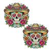 Dia De Los Muertos Window Clings Flower Skull Wall Sticker, Day of The Dead Decorative Mexican Style Festival Ornaments Decals, Waterproof PVC