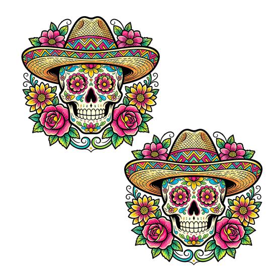 Dia De Los Muertos Window Clings Flower Skull Wall Sticker, Day of The Dead Decorative Mexican Style Festival Ornaments Decals, Waterproof PVC