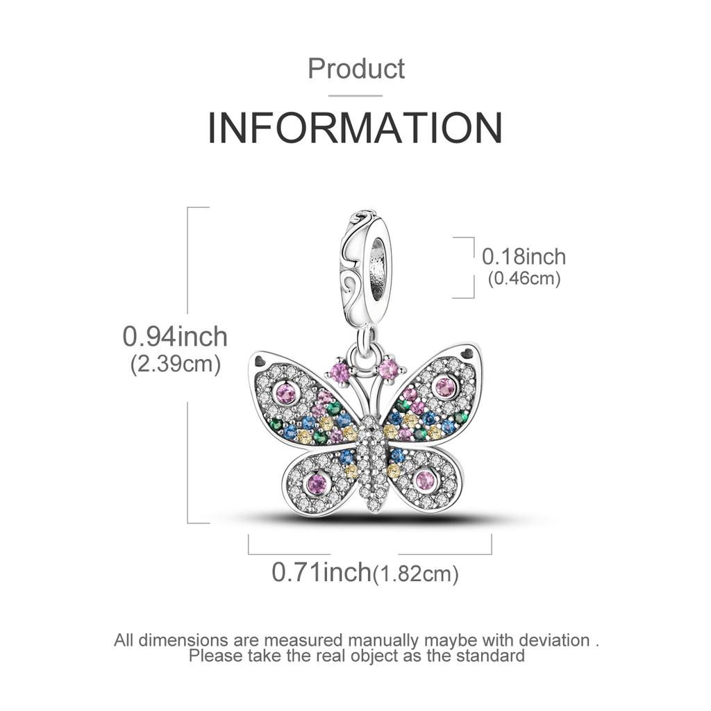 Brand Latest Arrival Copper Metal Inlaid Butterfly Pendant Bead Component Charm Bead Components Jewellery Compatible With Authentic Original Bracelet