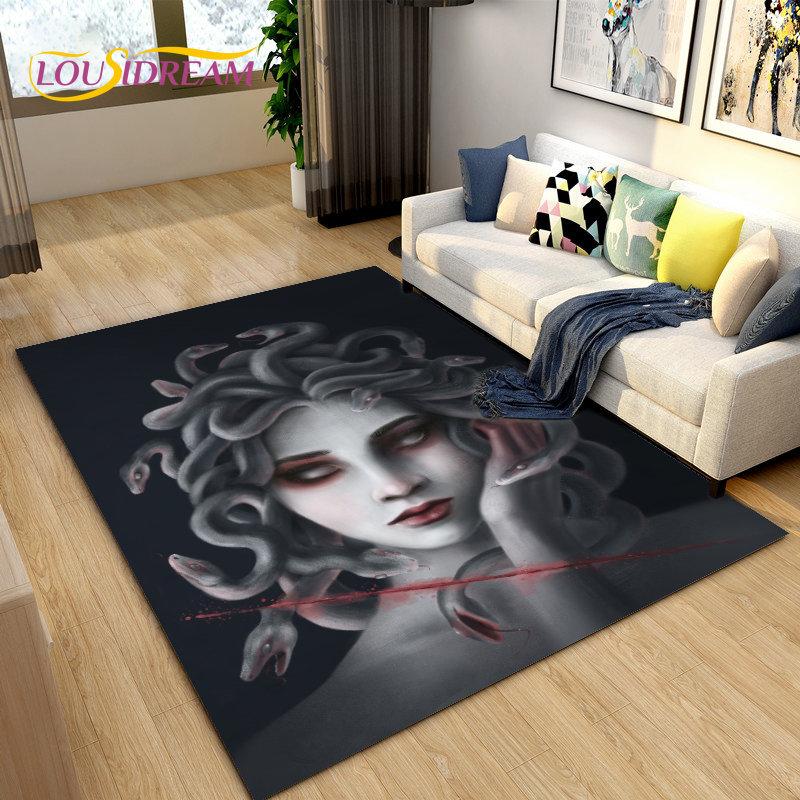 3D Medusa Snake Gorgon Area Rug Large,Carpet Rug for Living Room Bedroom Sofa Doormat Decoration,kids Play Non-slip Floor Mat