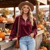 Women's Velvet Zip Up Sweatshirt with Collar Casual Loose Fit Color for Daily Wear