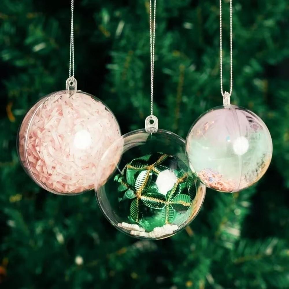 5PCS Large Capacity Christmas Transparent Ball DIY Bauble Ornament Hollow Fillable Bauble Balls Home Party Gifts Box Decor
