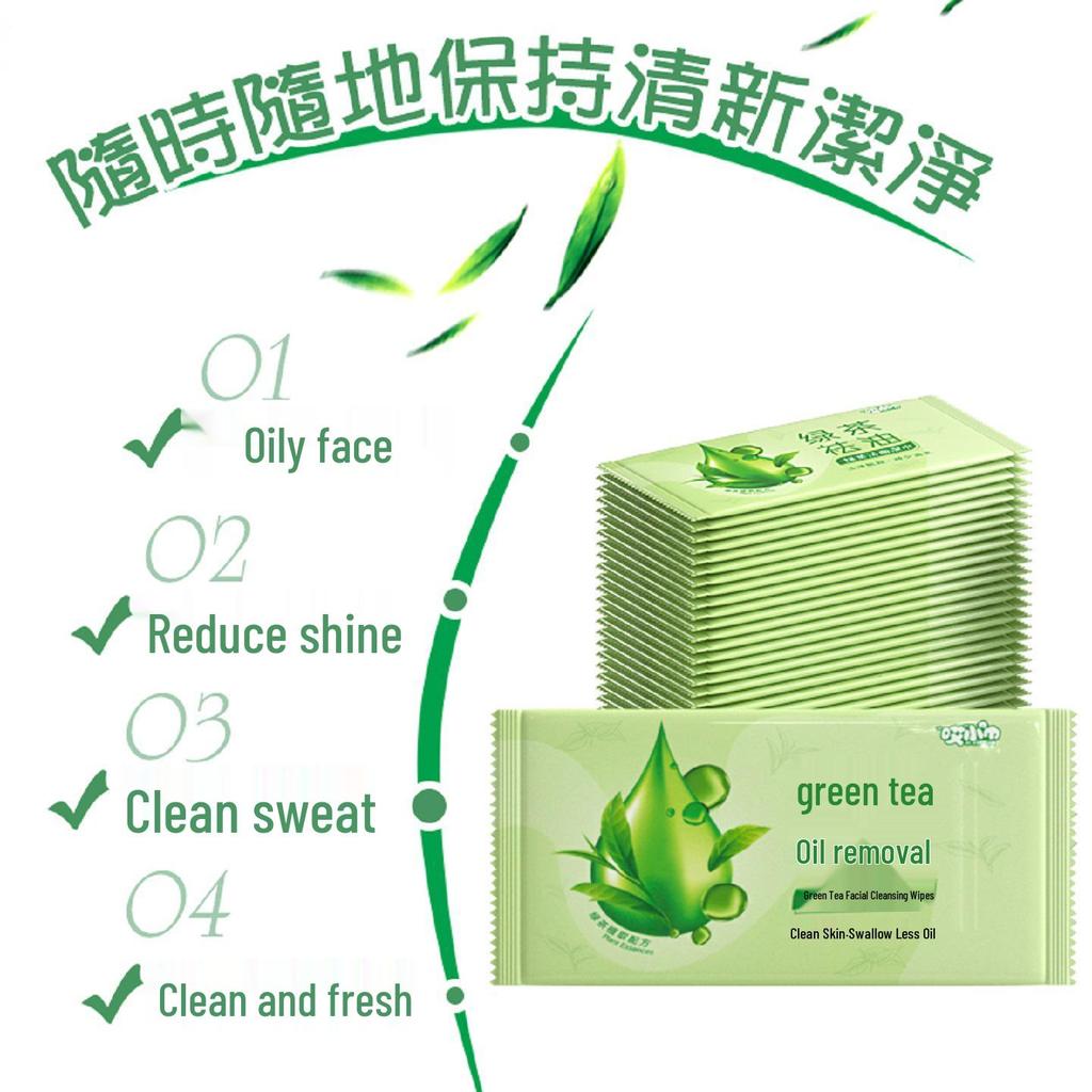 Portable Cleansing Wipes: Oil-Removing, No-Rinse Facial Wipes for Men, Women, and Babies - Small, Convenient Pack for Face and Sweat Cleaning.