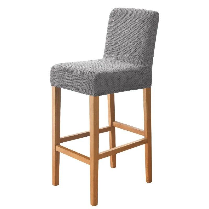 Hotel Bar Stool Chair Cover Jacquard Short Back Chair Covers for Dining Room Banquet Kitchen Spandex Stretch Seat Slipcover