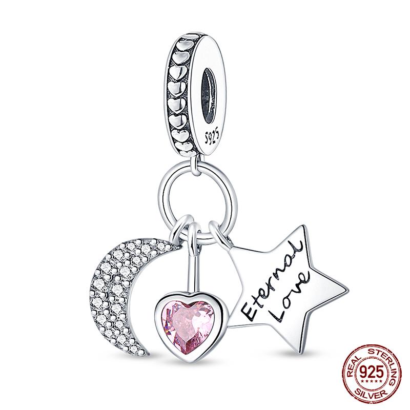 Fashion Copper Sparkling Zircon Star Moon Series Charms Beads Fit Qikaola Original Bracelets Diy Birthday Jewelry