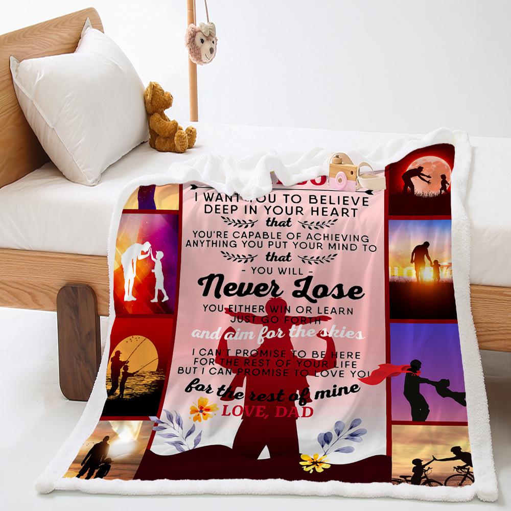 Blanket 2D Digital Printed Lamb Fleece Crystal Fleece Handwritten Letter Blanket Cover Blanket