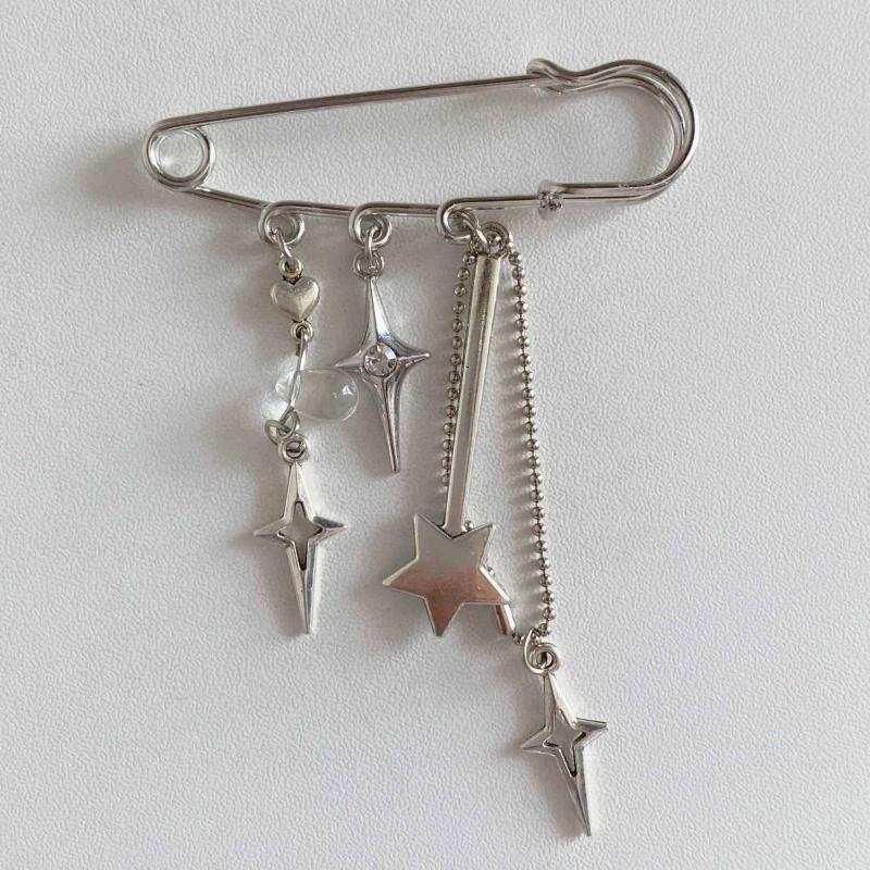 Pin Star Chain Charm Keychain Sweet Cool Lovely Pendant Hangings Y2K Ornament Keyring Brooch Backpack Decoration for Women Girls