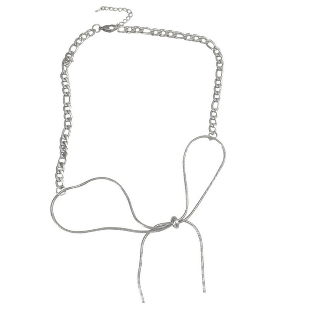 Fashionable And Trendy Punk Bow Necklace Elegant Stainless Steel Necklace For Women Birthday Party Jewelry Accessories