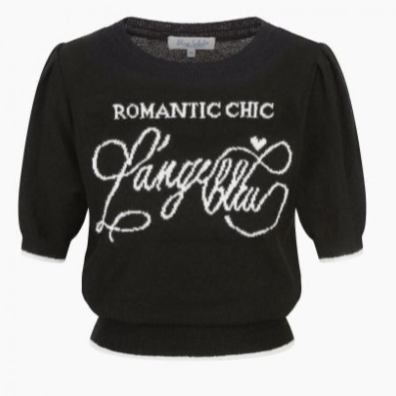 Egoist Volume Boucle Lettering Short Sleeve Knit  Es2okh02 