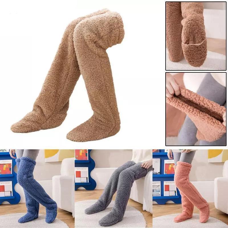 High Sock Knee Slipper Plush Cozy Fuzzy Socks Women Warm Soft Fluffy Thick Gift