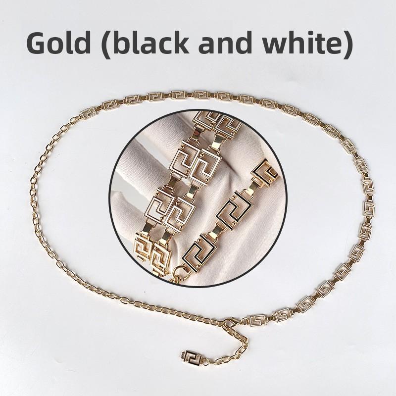 Two-tone metal chain: versatile women s pendant necklace waist chain combo