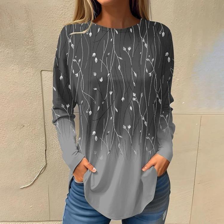 Autumn 3D Print Women Oversized O Neck Long Sleeve Tops T Shirt Ladies Clothing