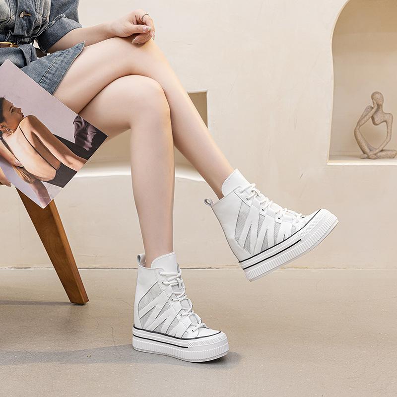 

Breathable mesh shoes high-top inner height increase small white shoes women s summer 2025 new versatile thick baseplate shoes tide 33