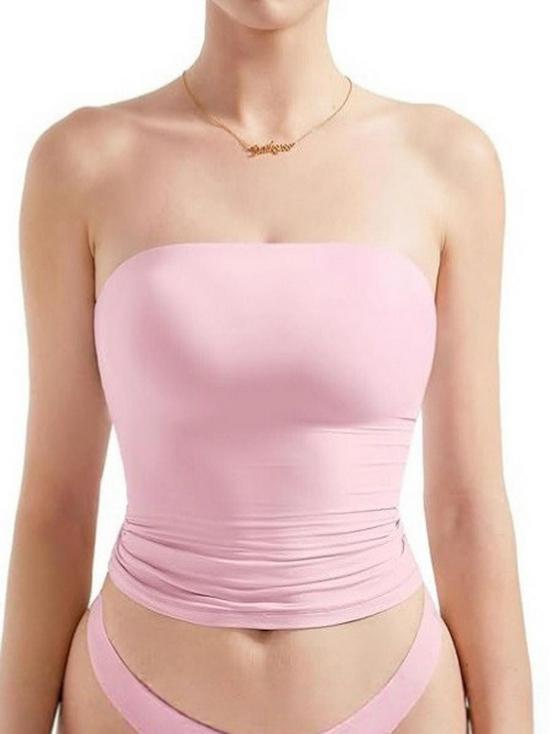 

European & American Style Double-Layer Bandeau Top - Sexy Slim Short Vest for Women L світло-рожевий колір