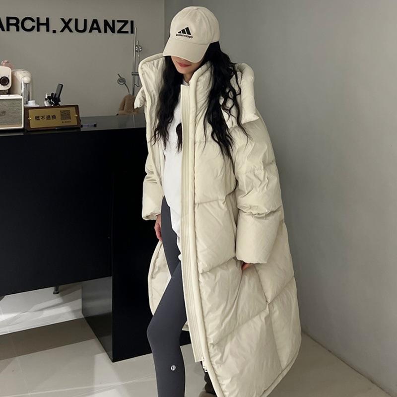 Weiche Winter Baumwolljacke Damen Neu Lang Überknie Stepp Locker Gepolsterter Mantel.
