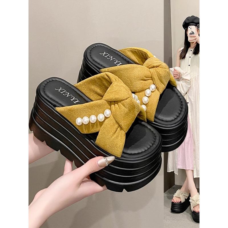 Platform Slippers Sandals Woman Bowknot Thick Sole Slippers Women Chunky Flip Flops New Summer Casual Beach Slides Zapatos Mujer