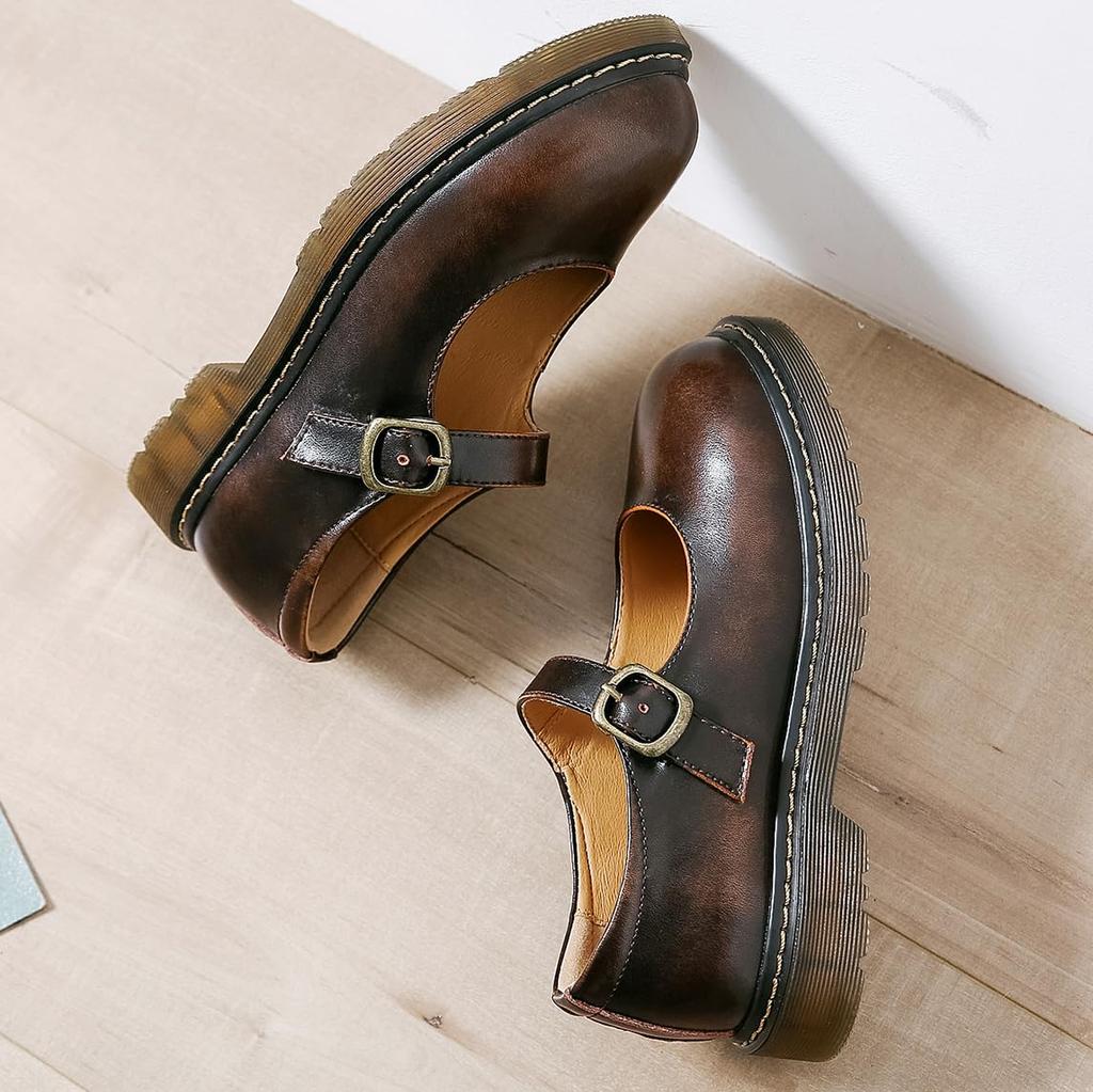 [MIDIRO] Loafers for Women - Mary Shoes - Cute Lolita Style - Suitable for Hakama - Comfortable to Walk In - Thick Sole - Water-Repellent - Quick-Dryi