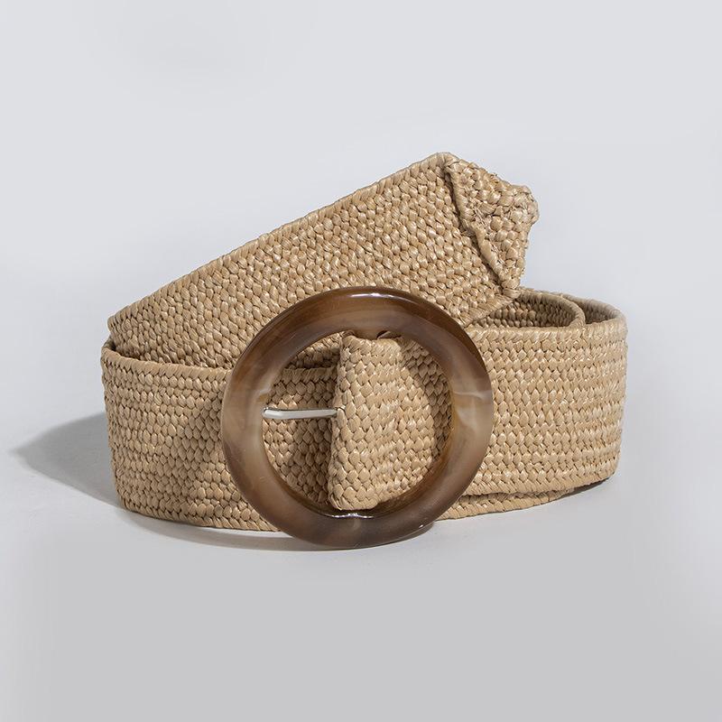 Boho Gürtel Love Schnalle Natur Pastell Elastisch PP Gras Damengürtel Vielseitiger Urlaubsgürtel