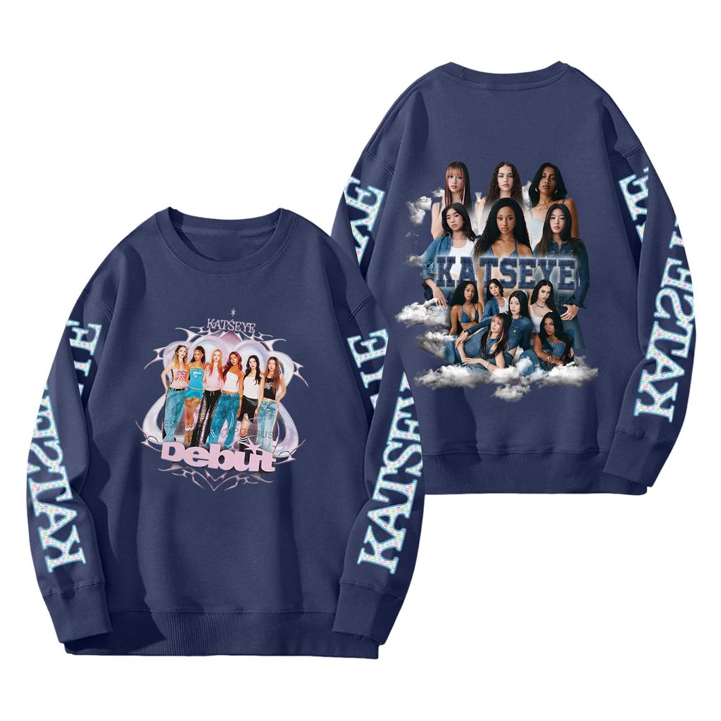 Women's Fashion Long Sleeve Print Round Neck Loose Pullover Sweater Top