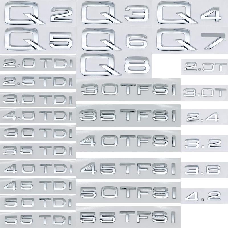Chrome Silver ABS Numbers Letters Q2 Q3 Q4 Q5 Q6 Q7 Q8 TDI TFSI 2.0T Emblem For hot Q series Car Fender Trunk Rear Logo Sticker