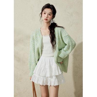 Mishow Damen Strickjacke mit Lochmuster