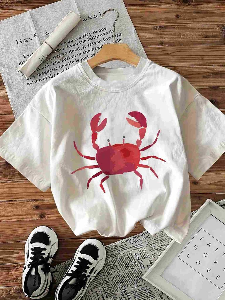 Bestselling Women’s Casual Summer T-shirt with American Red Crab Print