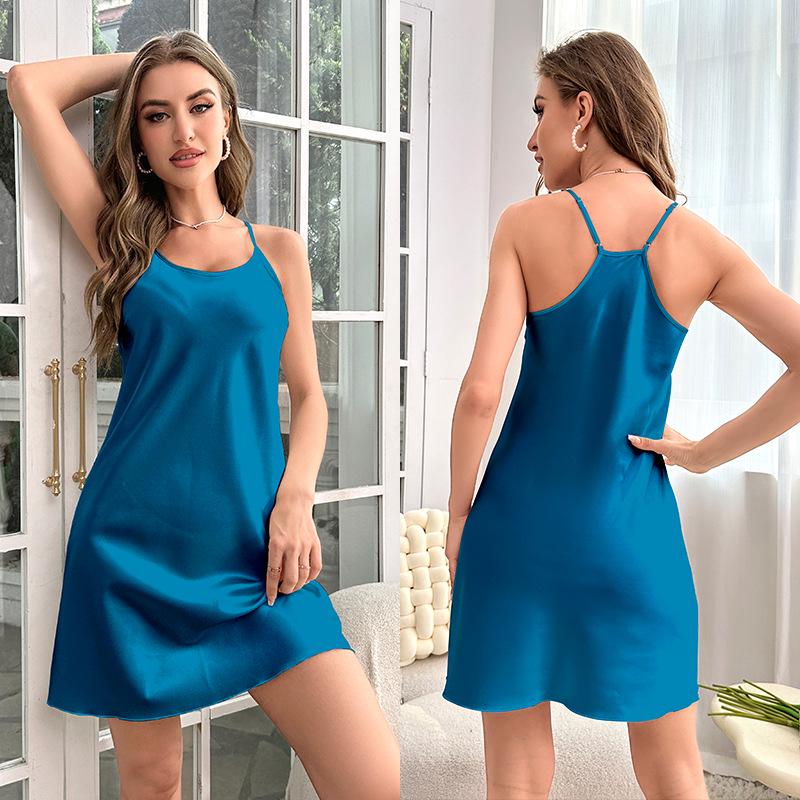 Yaoting Women's Summer Satin Ice Silk Camisole Nightgown