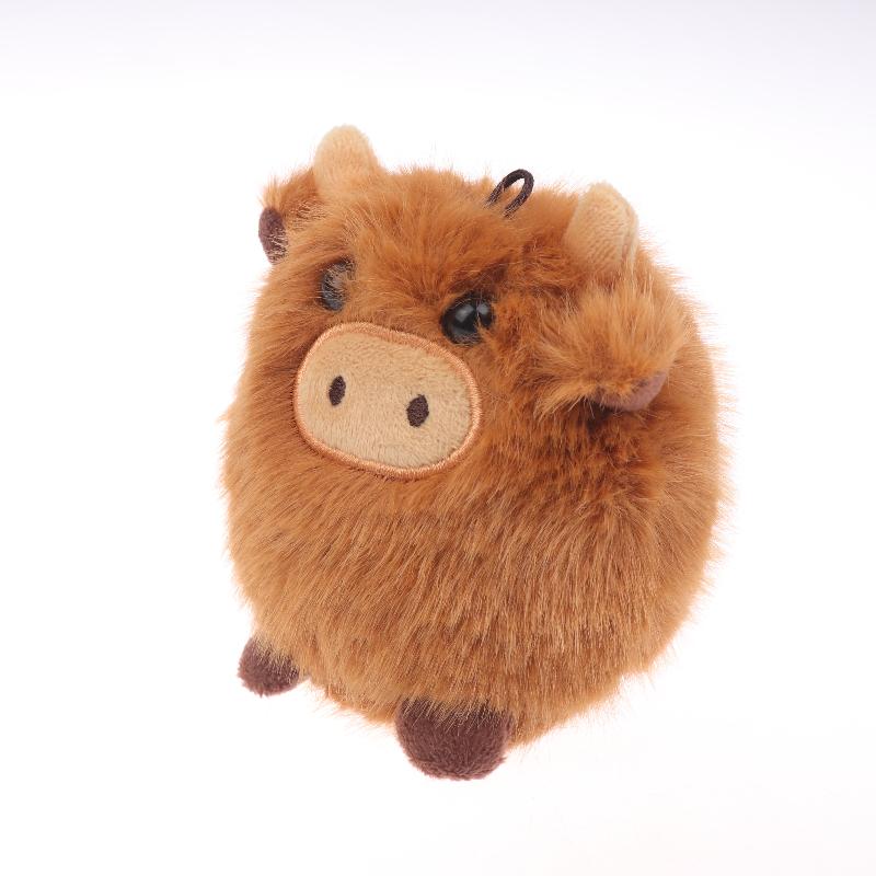 Simulated Scottish Highland Cow Plush Toy Keychain Cute Stuffed Animal Ornaments Kawaii Soft Plush Doll Pendant Bag Charm Gifts