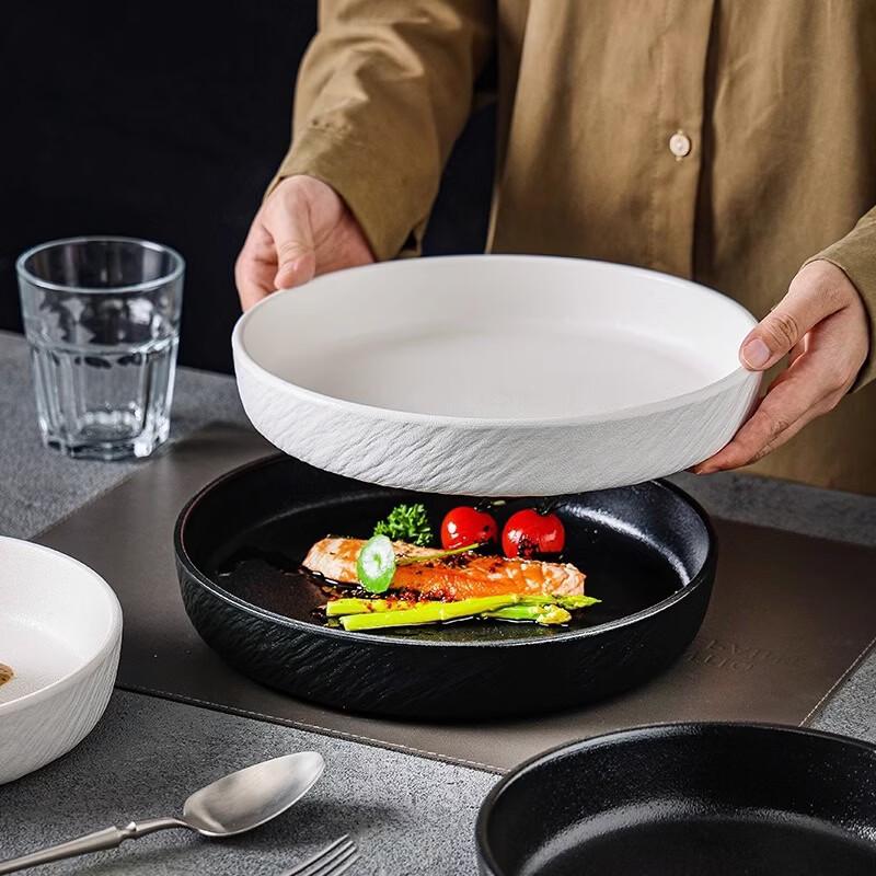 

Deouxingguang Minimalist Rock Pattern 10-inch Ceramic Deep Plate