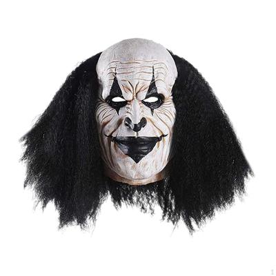 Gruselige Halloween Clown Maske Horror Kopf Killer Kostüm mit schwarzen Haaren
