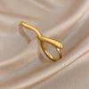 FLASHBUY New Trend Creative Chic Gold Color Curve Irregular Geometric Love Leaf Stainless Steel Unique Ring Fashion Zircon Gift
