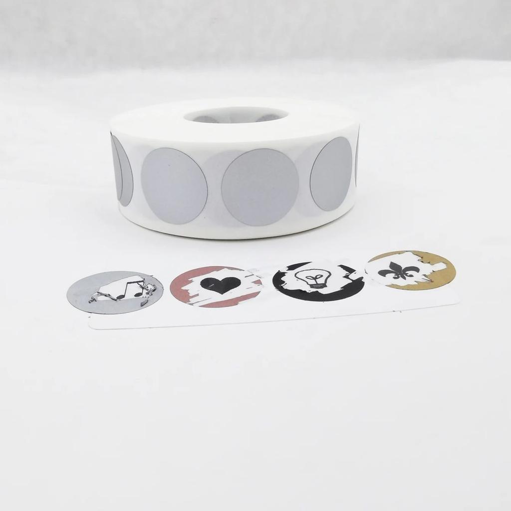 1000Pcs 0.63 Inch Scratch Off Stickers 16mm Round Holographic Silver Color Metallic Hologram Game Scratch Off Card