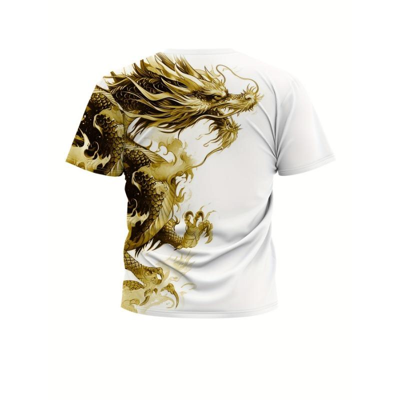 Men's Dragon Print T-Shirt Casual Breathable Fabric Graphic