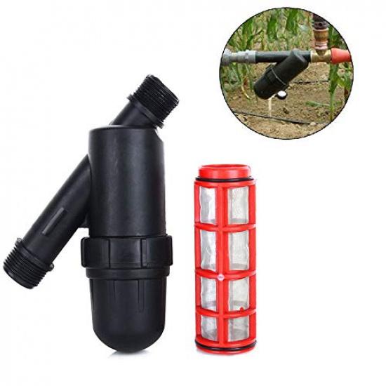 Drip Irrigation Filter, 3/4" Y Water Filter Strainer Stainless Steel Inline 120 Mesh Screen Filter Gardening Drip Irrigation Filter for Garden