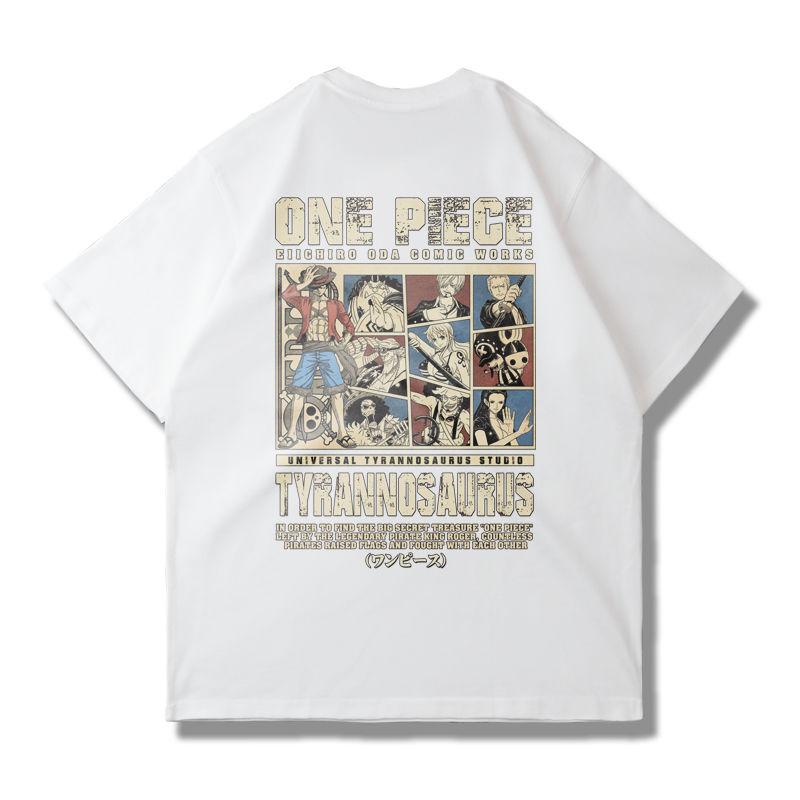 Summer Pure Cotton Japanese ONE PIECE Luffy Tide Brand Short-sleeved Animation T-shirt Printed Men and Women Loose Ins