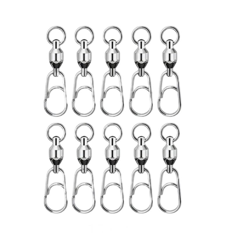 10Pcs Fast Speed Bearing Fishing Swivels Snap Connectors Stainless Steel Link Rings For Lure Tackle And Baiting