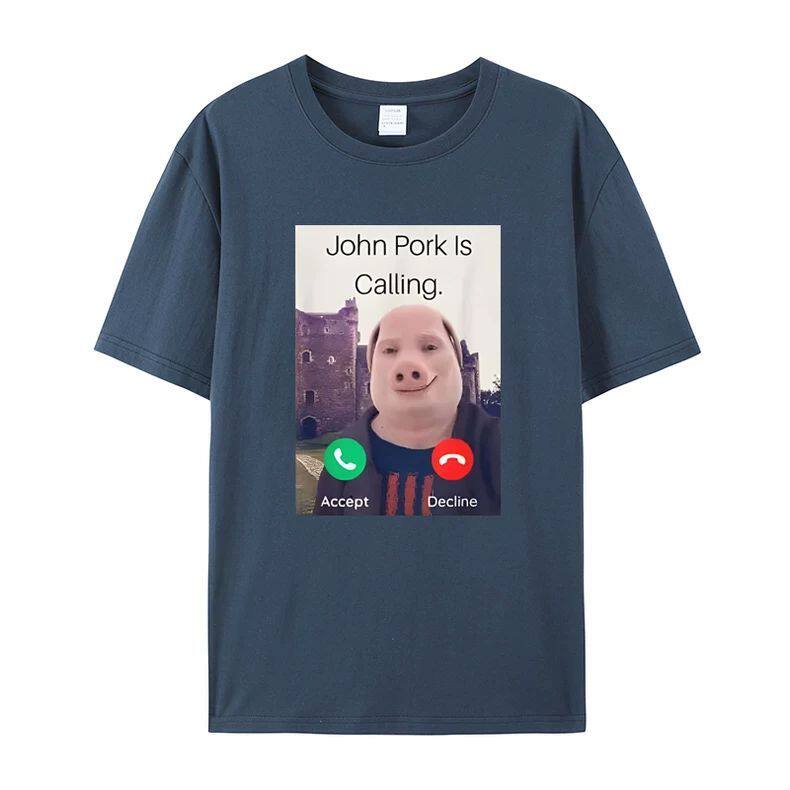 John Polk Is Answering A Phone Call on A Humorous and Interesting Pig Lover Printed Tshirt for Unisex and Women Casual Tshirt