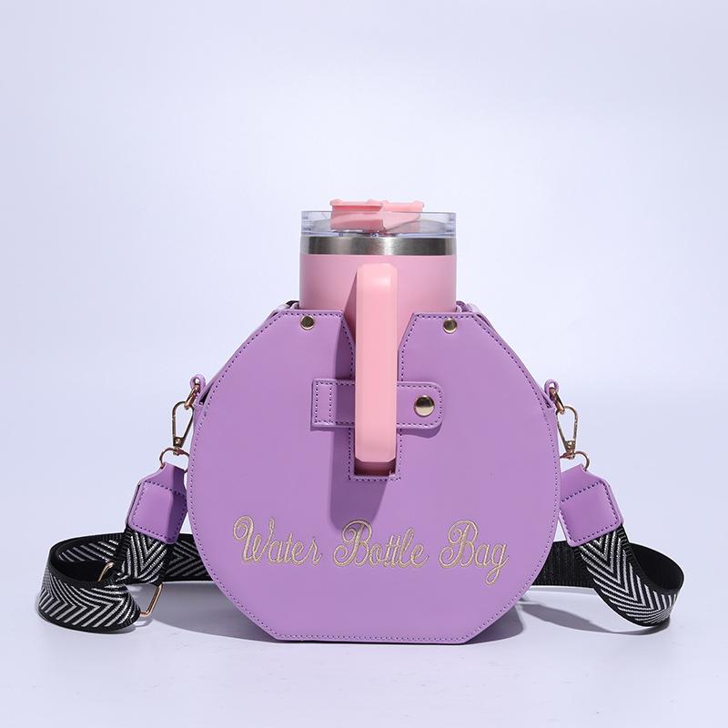 Outdoor Portable Beverage Bottle Water Cup Bag Purple Large Thermos One-shoulder Diagonal Straddle Bag