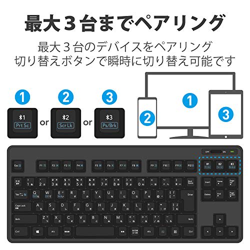 ELECOM Bluetooth Keyboard Membrane Type with Stand Multi-Pairing Compatible iPad Surface Black TK-FBM111BK