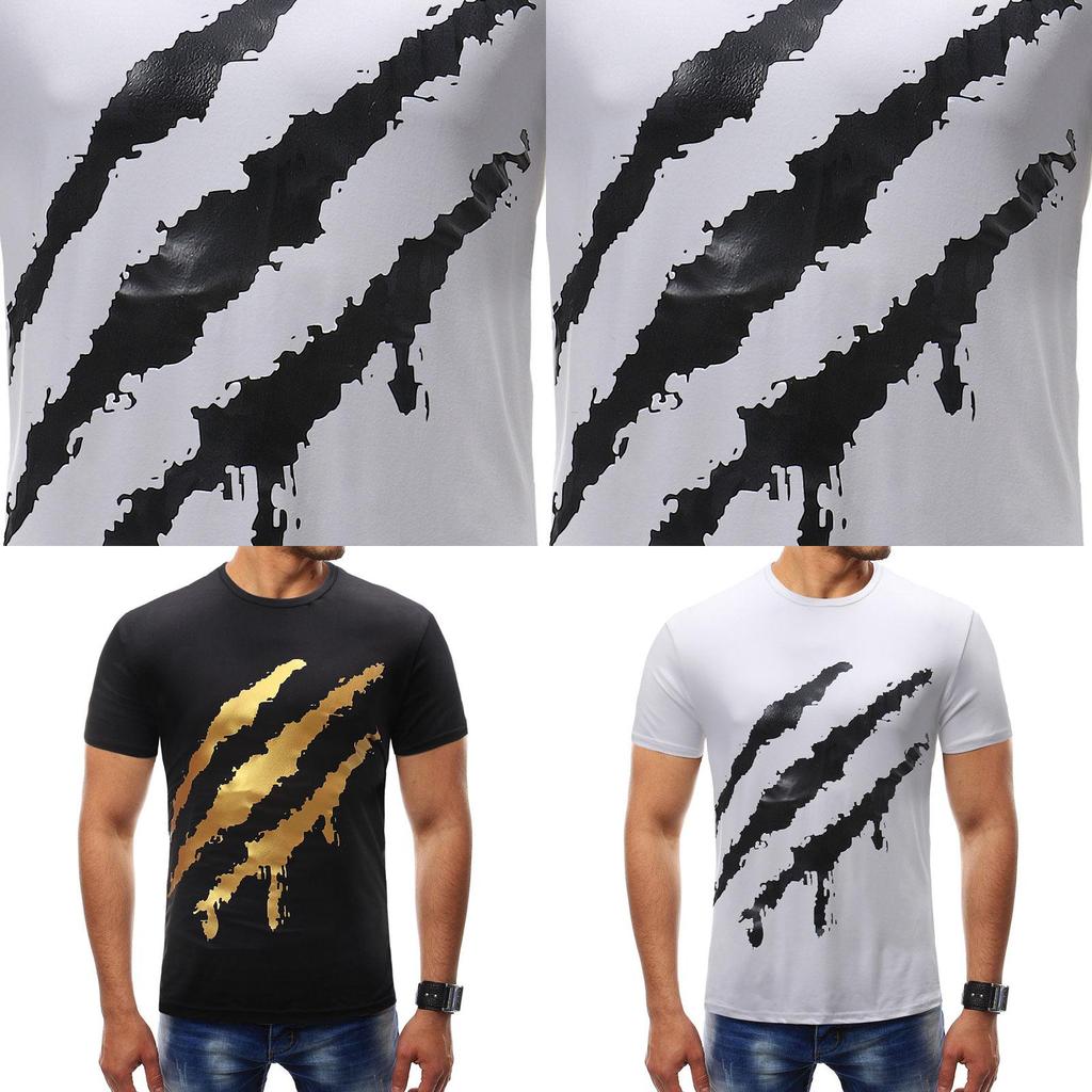 Hochwertiges Herren Sommer Marken Kurzarm Krallenflaggen Druck O-Ausschnitt Schlankes T-Shirt Tops Für Stilvollen Komfort