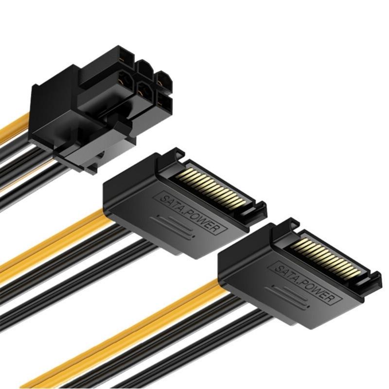 SATA15Pin To 6Pin Connectors Cable for Graphics Card Power Supply for Building, Upgrading or Repairing Computers