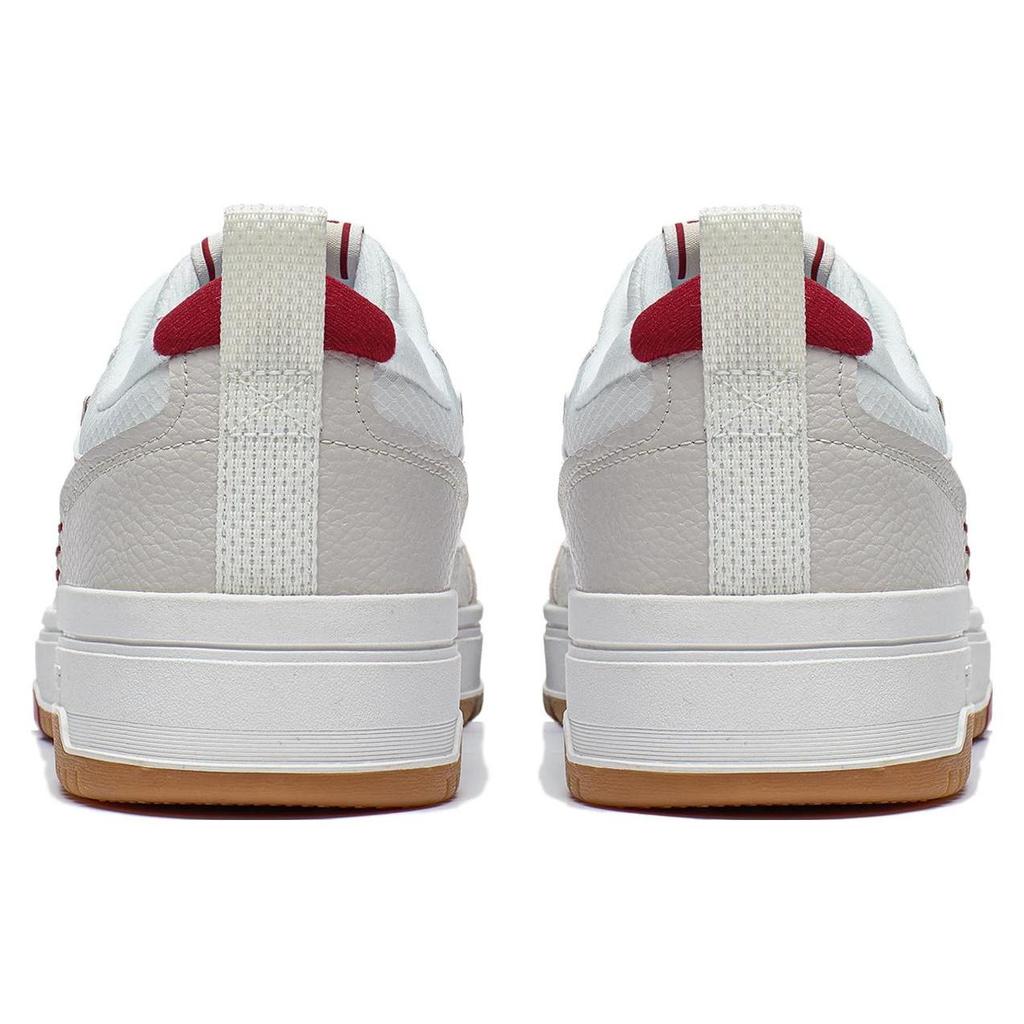 Li Ning Tianji 2.0 Synthetic Leather Slip Resistant Abrasion Resistant Low top Skateboard Shoes Men's White Gray Red AGCT211-6