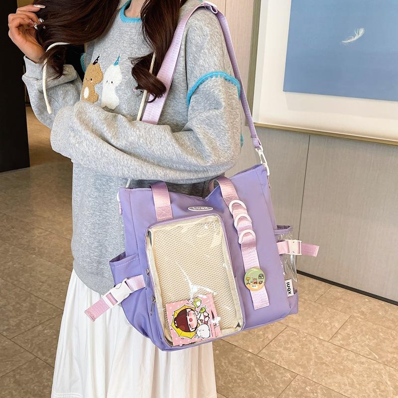 Japanisches Nischen-Design transparente Canvas-Tasche College-Stil modische vielseitige Umhängetasche hoher Wert große Kapazität Messenger-Tasche