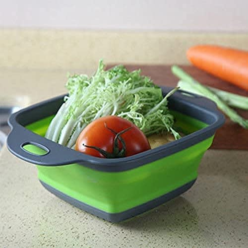 Silicone Colander, Colander, Vegetable and Fruit Drainer, Square, Convenient for Outdoor Use! Includes Two Large and Small Sizes. Convenient and Profe