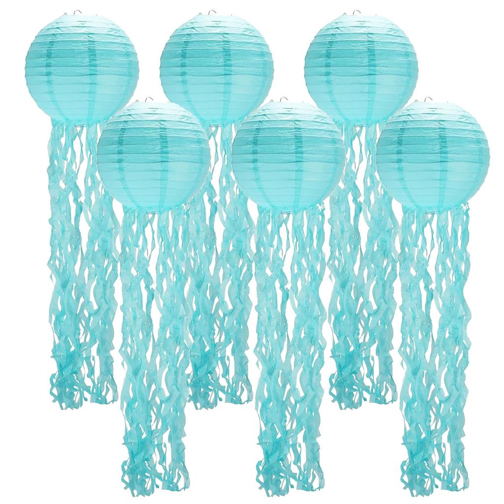 6PCS Jellyfish Paper Lanterns,Hanging Jelly Fish for Mermaid,Ocean Themed,Birthday,Party Under The Sea Party Decorations